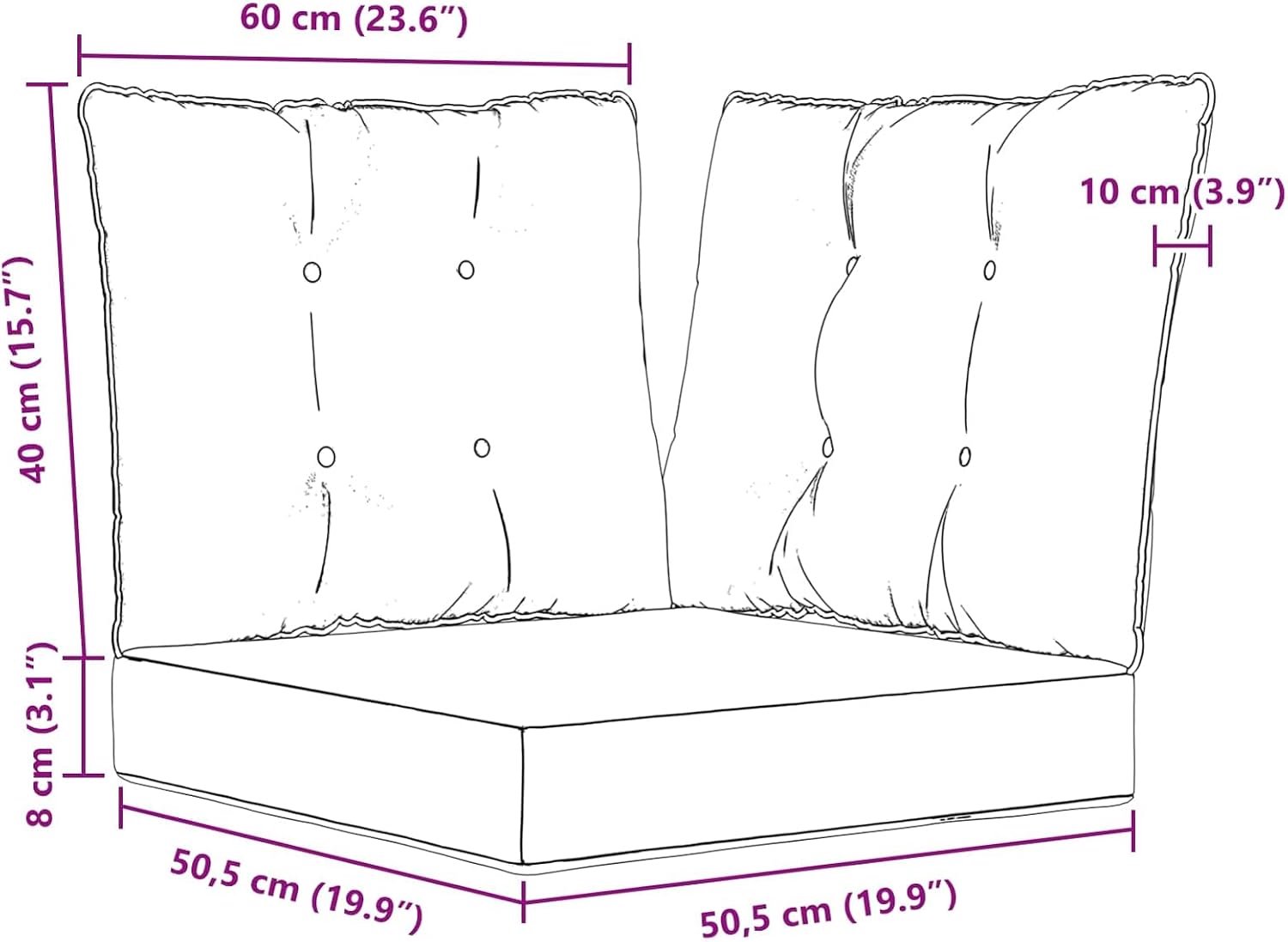 Bankkussen set 3-delig bladpatroon van polyester weerbestendig 60x40x10 cm & 50,5x50,5x8 cm voor terras tuin