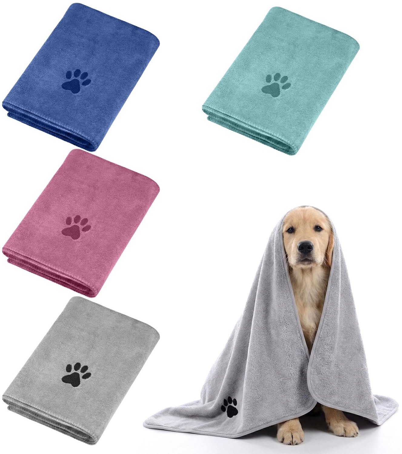 Set van 4 Hondenhanddoeken - Extra Absorberend Microfiber