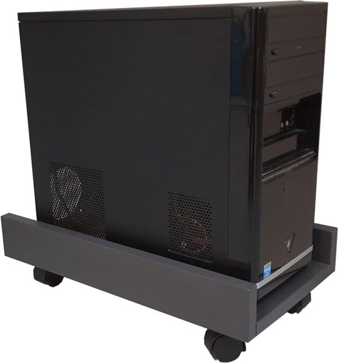 CPU-houder - Computerstandaard - Bescherming voor computer - Met wielen - 25x45x12.5 cm - Grafiet