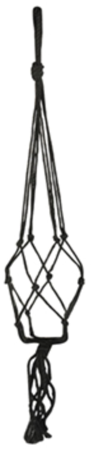 Macramé Bloempothanger Zwart 60 cm – Handgemaakt – Plantenhanger voor Binnen