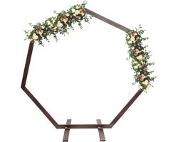 Stand Heptagon frame, 2,04 x 2,19 m houten bruiloftsboog, tuin bloemenboog rozenboog trouwboog bruiloft frame achtergrondstandaard achtergrond standaard