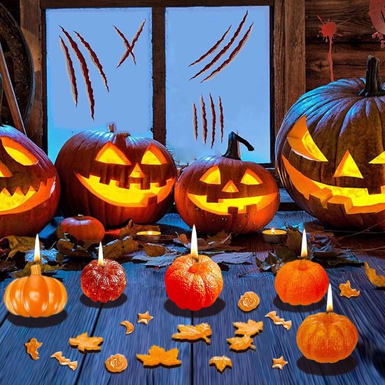 Vorm pompoen, gietvorm herfst, kaarsvorm, pompoen, siliconen gietvormen voor herfst, Halloween Thanksgiving harsvormen voor doe-het-zelf kaarsen, zeep, bonbons, kunsthandwerk (7 stuks) — afbeelding 4