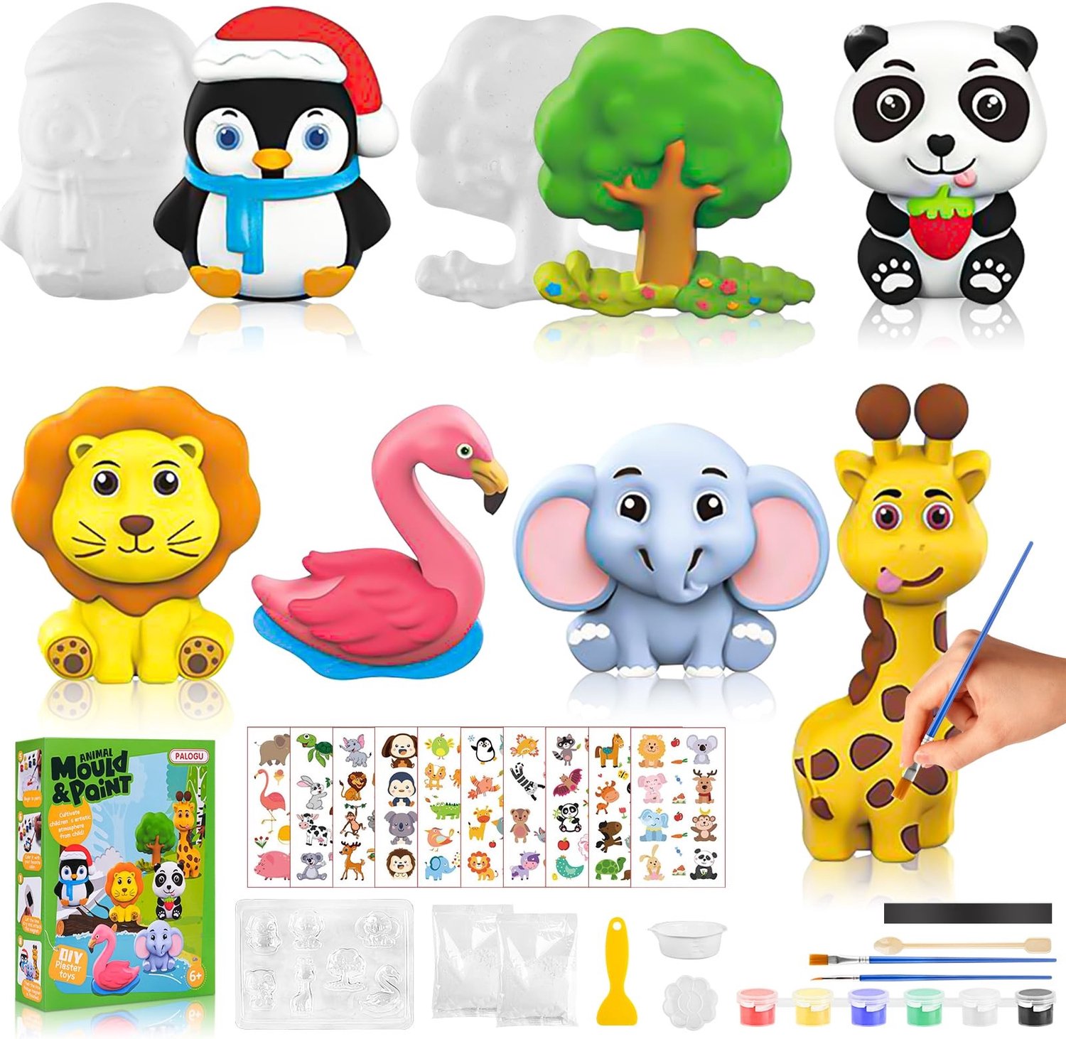 Plaster Casting Set voor Kinderen met 7 Dierenpatronen