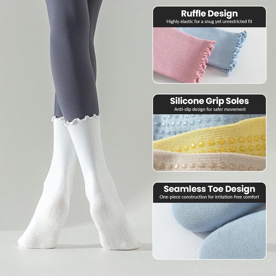 Dames Antislip Sokken - 6 Paar Yoga & Pilates Sokken — afbeelding 3