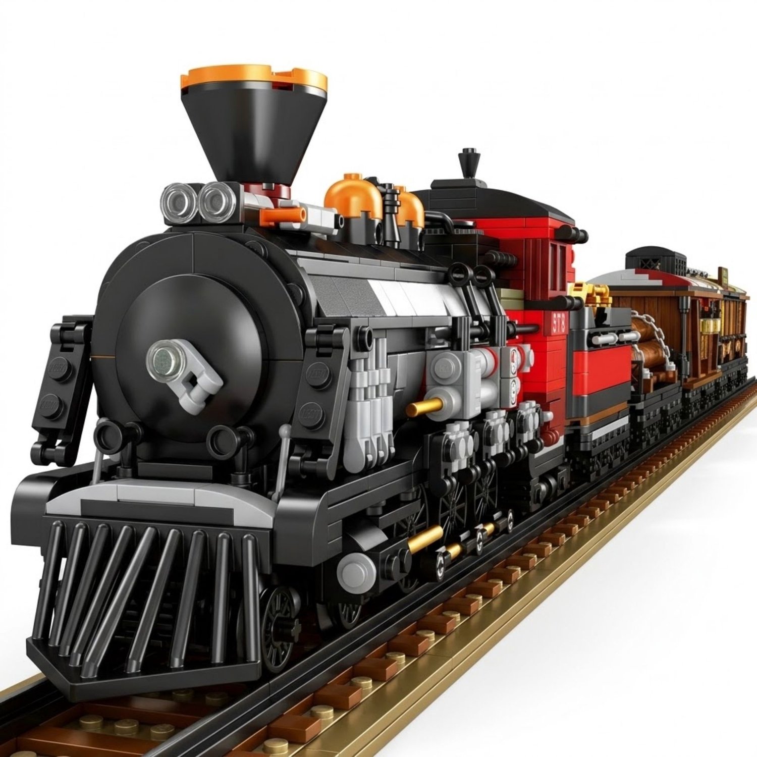 Reobrix 66806 Western Vintage trein mega bouwset | Locomotief trein miniatuur modelbouw | Technische educatief creator speelgoed ideas bouwpakketten voor expert volwassenen & kinderen | Niet geschikt voor Lego rails | Bouwdoos met 2851 bouwstenen