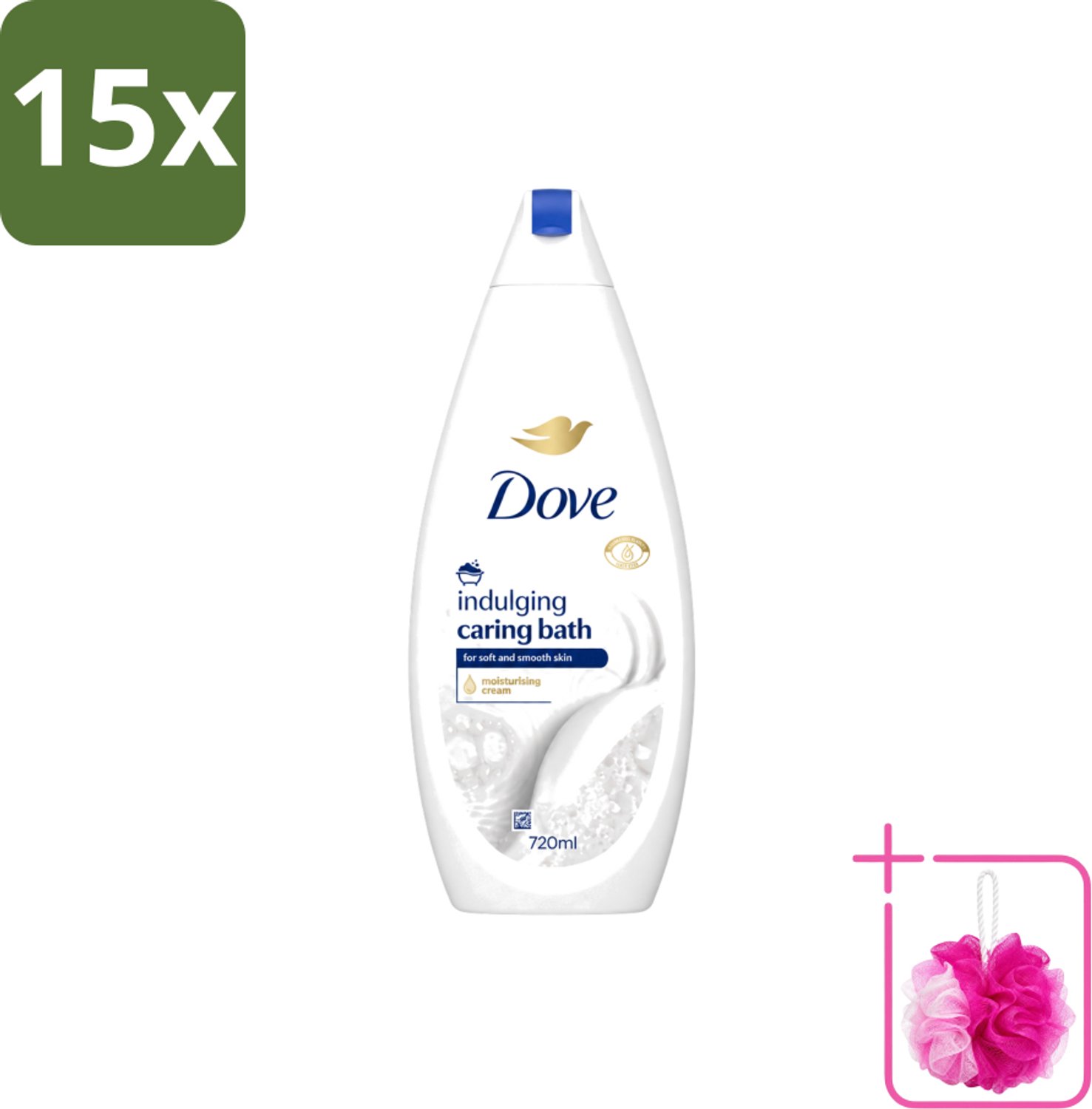 15 x Dove – Badcrème – Indulging Cream – 720 ml - Bulkverpakking - Badcrème - Douchemop - Badcrème 720 ml