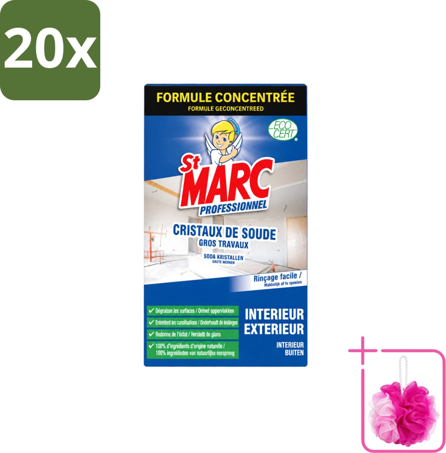 20 x St. Marc – Multireiniger Poeder – Professioneel Sodakristallen – 1 kg - Bulkverpakking - Sodakristallen - Douchemop - Reinigingsmiddel