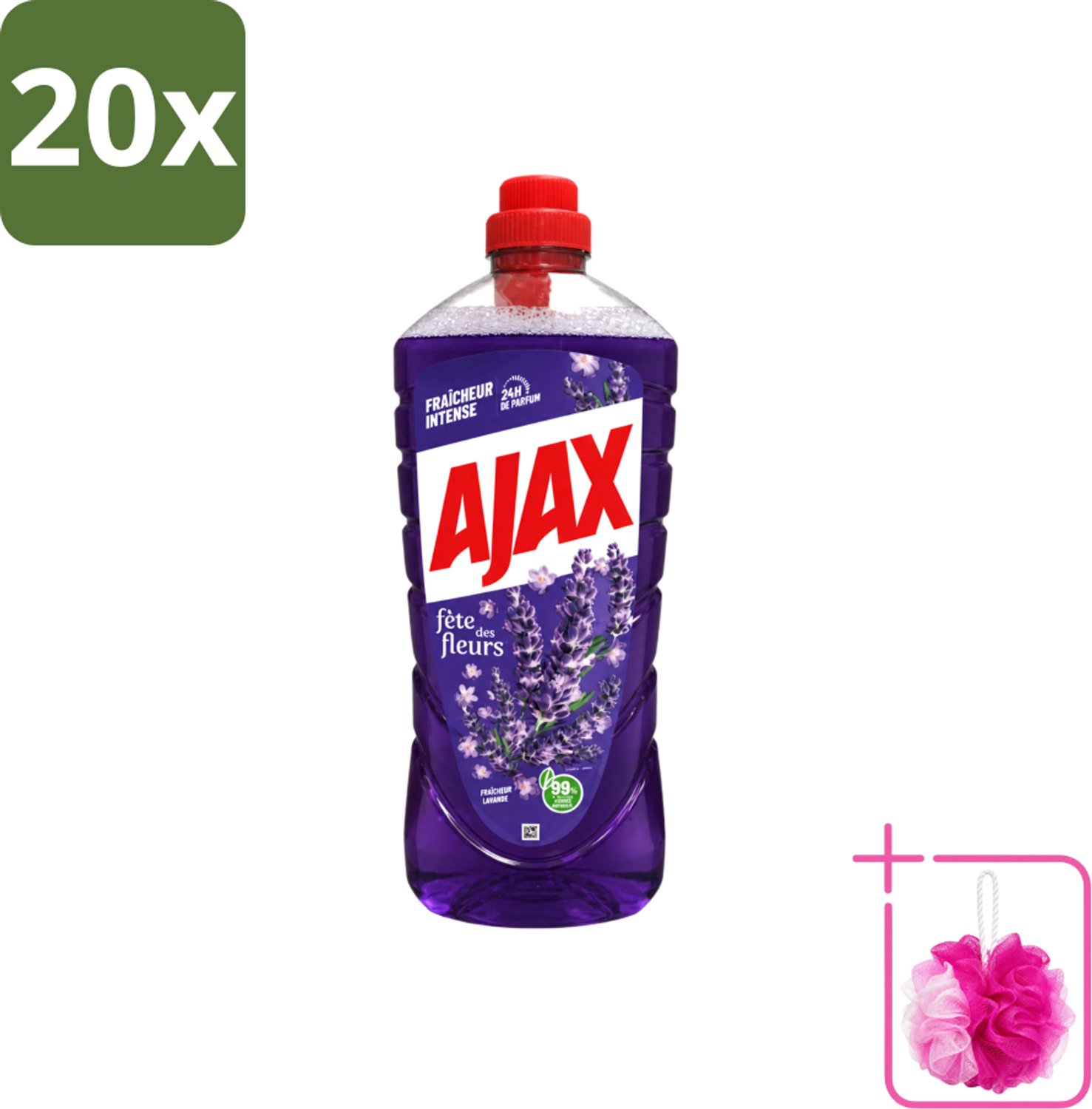 20 x Ajax – Allesreiniger – Lavendel – 1,25 L - Bulkverpakking - Allesreiniger lavendel - Douchemop - Reiniging