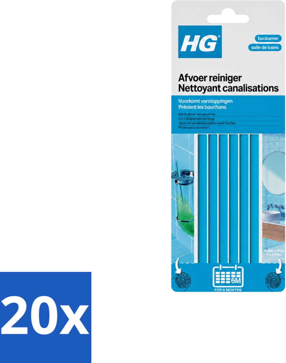 20 x HG - Afvoerreiniger Badkamer - Voordeelverpakking - 20 stuks