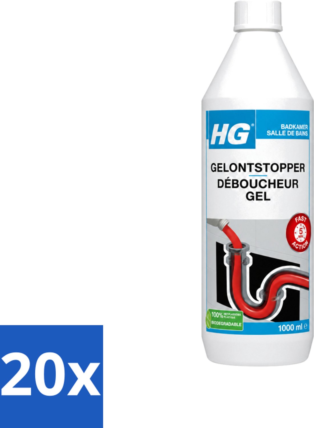20 x HG - Gelontstopper - Gebruiksklaar - Bruist & Spat Niet - 1L - Voordeelverpakking - 20 stuks