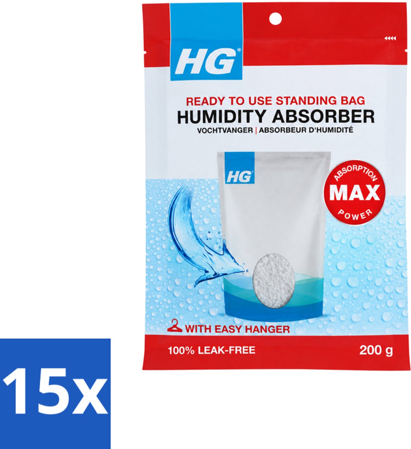 15 x HG - Vochtvanger - 200 g - Voordeelverpakking - 15 stuks