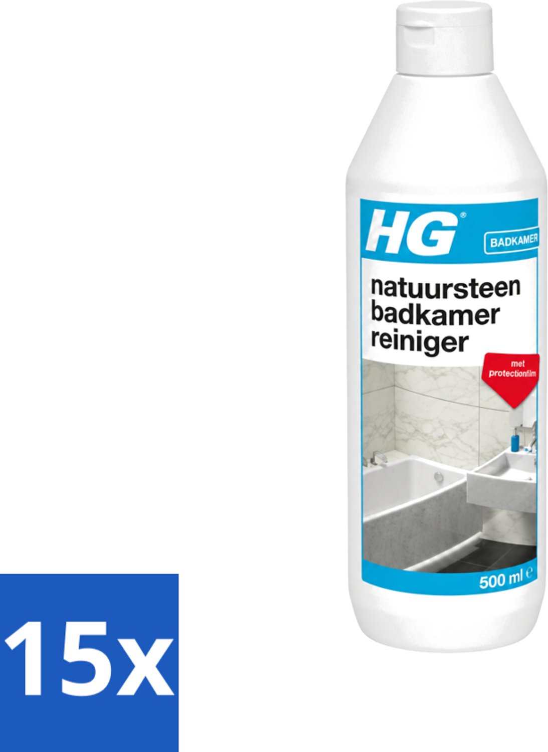 15 x HG - Natuursteen Badkamerreiniger - Beschermt & Reinigt - 500 ml - Voordeelverpakking - 15 stuks