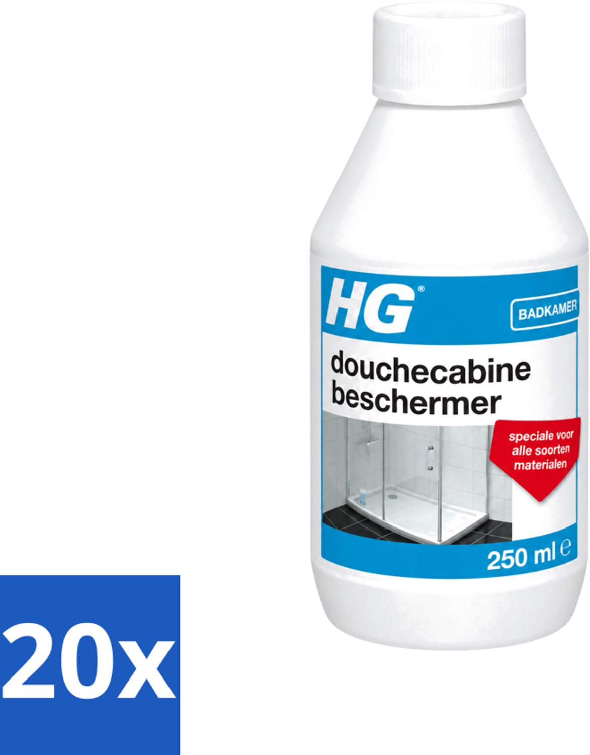 20 x HG - Badkamer - Douchecabine Beschermer - Voor Elk Materiaal - 250 ml - Voordeelverpakking - 20 stuks