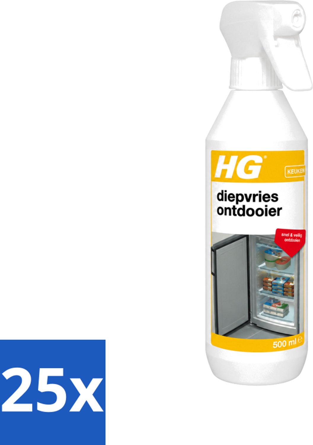 25 x HG - Diepvries Ontdooier - Snel & Veilig Ontdooien - 500 ml - Voordeelverpakking - 25 stuks