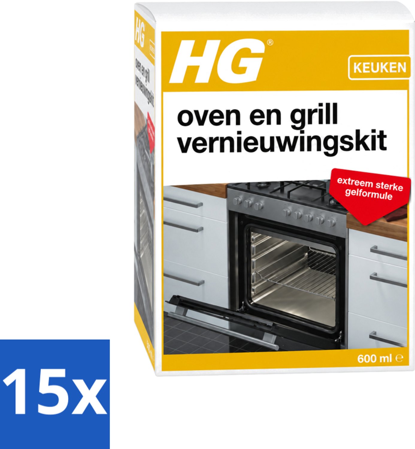 15 x HG - Oven & Grill Vernieuwingskit - Sterke Gelformule - 600 ml - Voordeelverpakking - 15 stuks