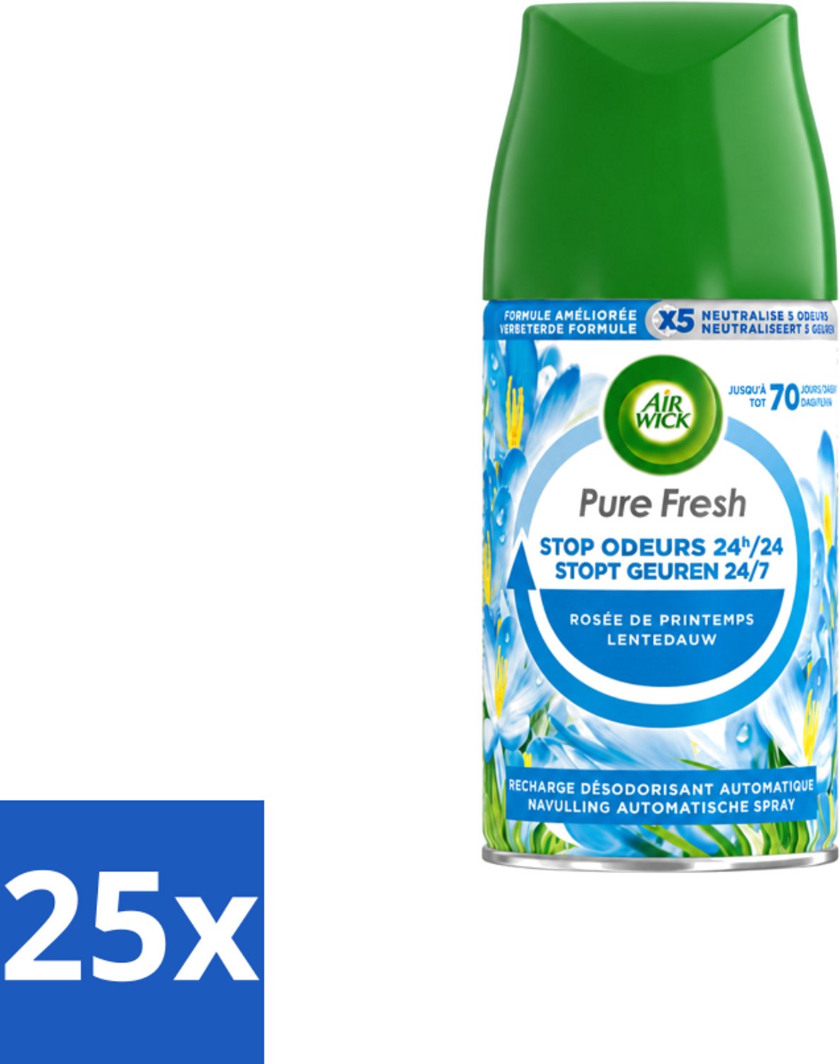 25 x Air Wick – Navulling – Freshmatic Pure Lentedauw – 250 ml - Voordeelverpakking - 25 stuks