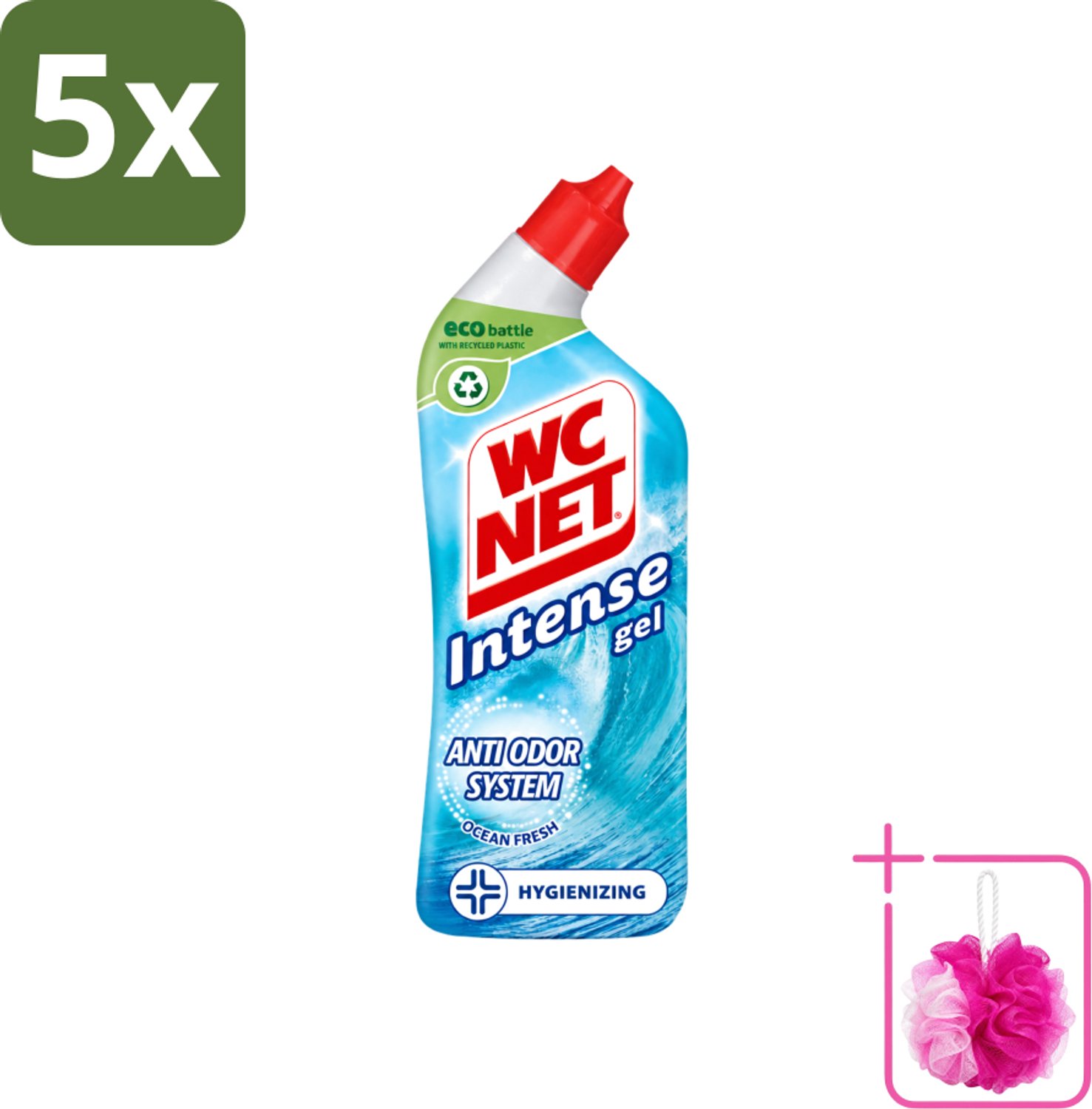 5 x WC Net - Toiletreiniger - Gel - Ocean Fresh - Verwijderd Geuren - 750 ml - Bulkverpakking - WC net - Douchemop - Toilet reinigen