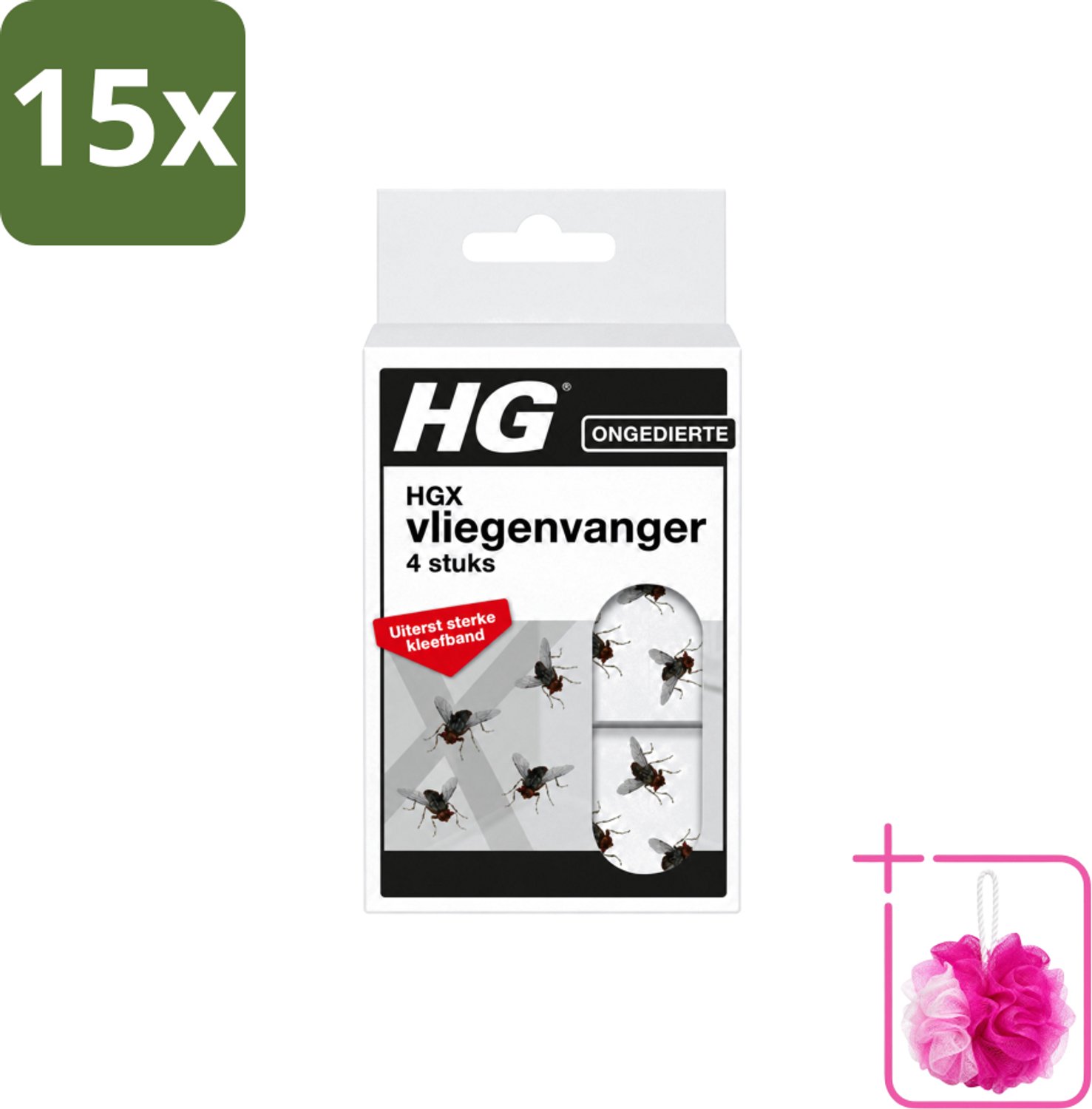 15 x HG X - Vliegenvanger - Uiterst Sterke Kleefband - 4 Vliegenvangers - Bulkverpakking - Vliegenvanger - Douchemop - Kleefband