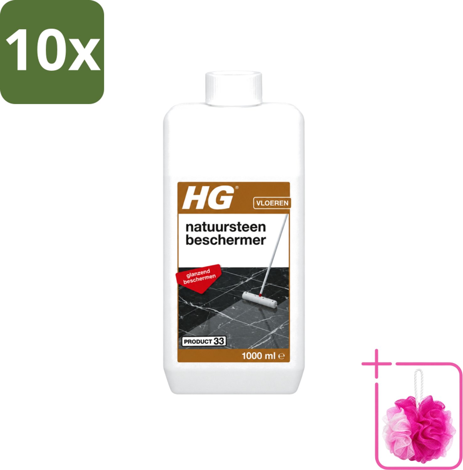 10 x HG - Natuursteen Beschermer - Glanzend Beschermen - Eenvoudig in Gebruik - 1L - Bulkverpakking - Natuursteen beschermer - Douchemop - Natuursteen beschermfilm