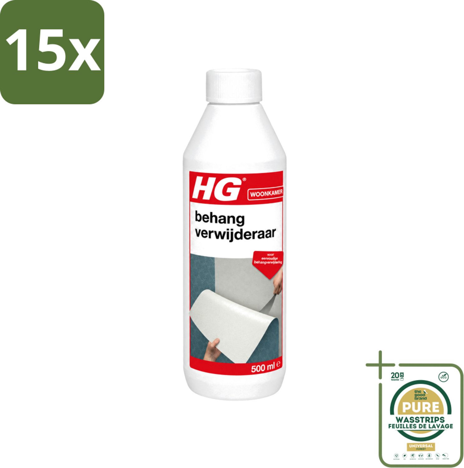 15 x HG - Behangverwijderaar - Voor Eenvoudige Behangverwijdering - 500 ml - Wasstrips - Behangverwijderaar - Behanglijm Verwijderen - Behang Verwijderen - Behang Reinigen - Behang Oplossen