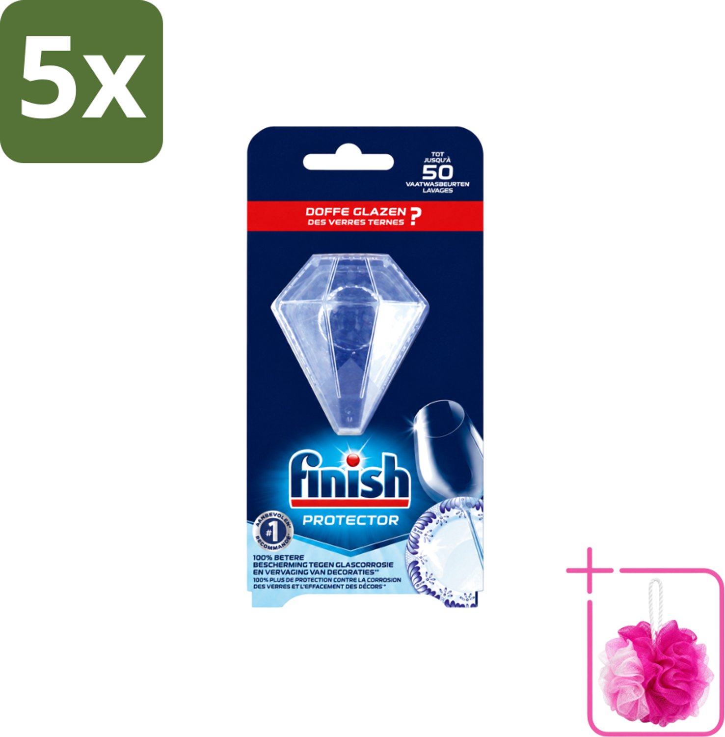 5 x Finish Protector - Extra Glans - Anti-Corrosie & Anti-Vervaging - Tot 50 Afwasbeurten - Bulkverpakking - Glasbescherming - Douchemop - Serviesbescherming