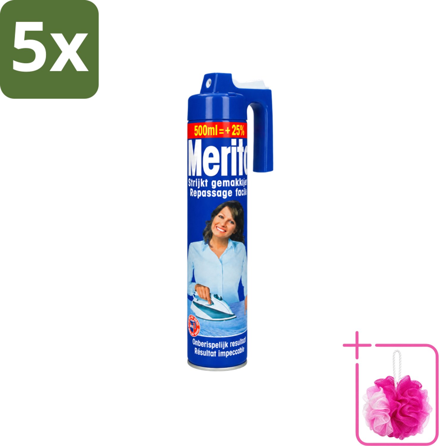 5 x Merito - Strijkspray - 500 ml - Bulkverpakking - Strijkspray - Douchemop - Linnen strijken