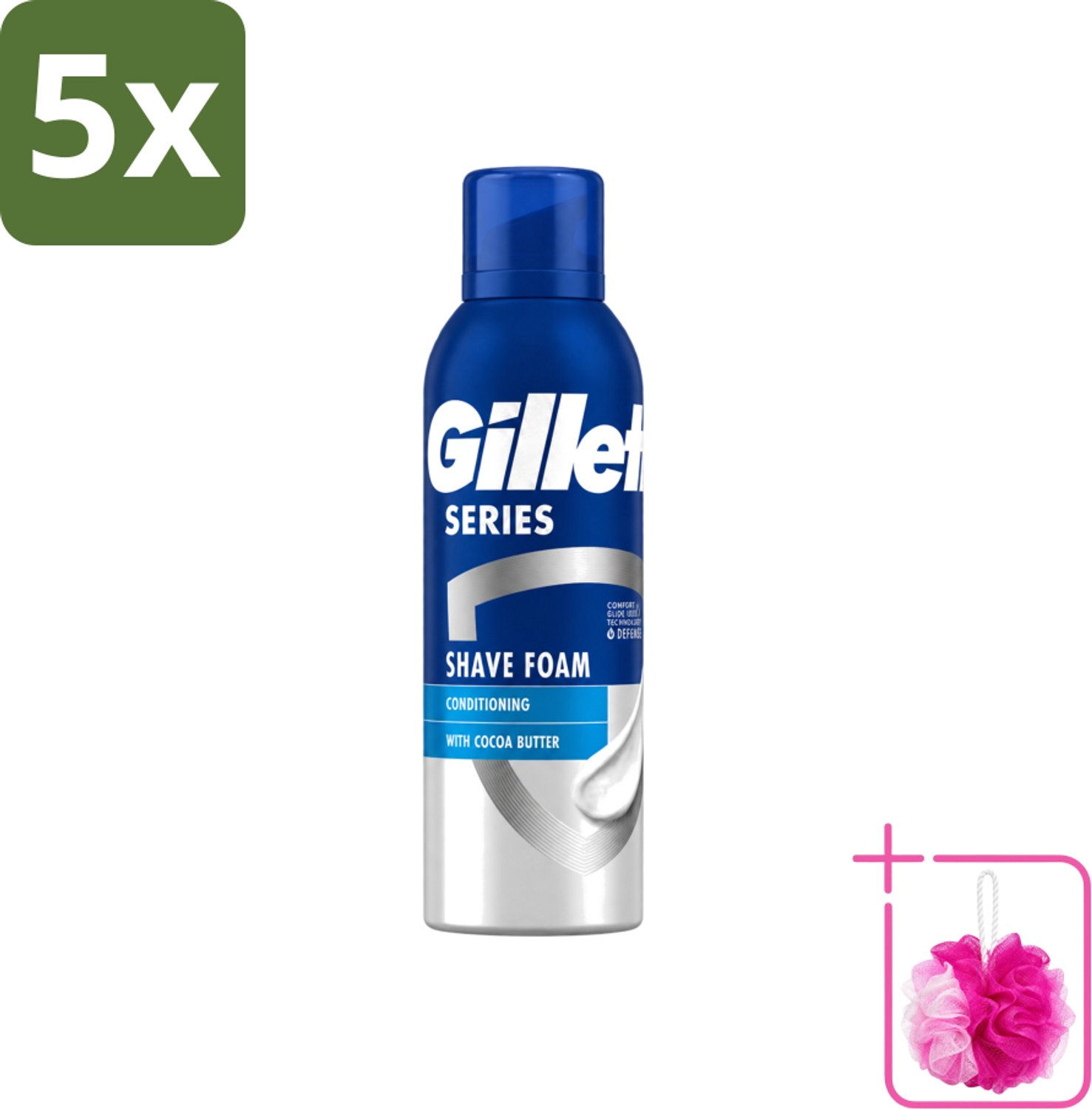5 x Gillette - Series - Scheerschuim - Met Cacaoboter - 250 ml - Bulkverpakking - Scheerbeurt - Douchemop - Scheerschuim