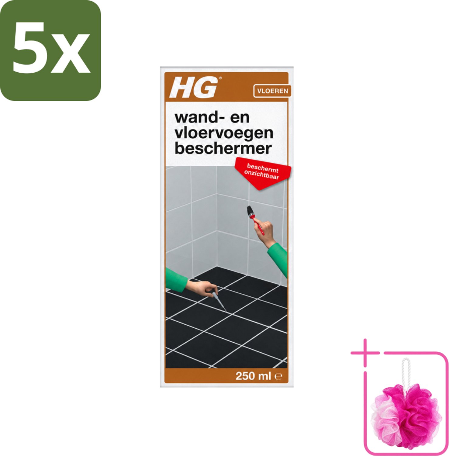 5 x HG - Vloeren - Wand & Vloervoegen Beschermer - Beschermt Onzichtbaar - 250 ml - Bulkverpakking - Voegen beschermer - Douchemop - Voegen reiniger
