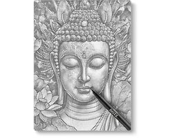 Buddha Met Bloemen - Dot Painting | 40x50cm | Dot painting | Oh My Dotz | Dots stippen | Diamond painting & Schilderen op nummer alternatief | Happy hobby
