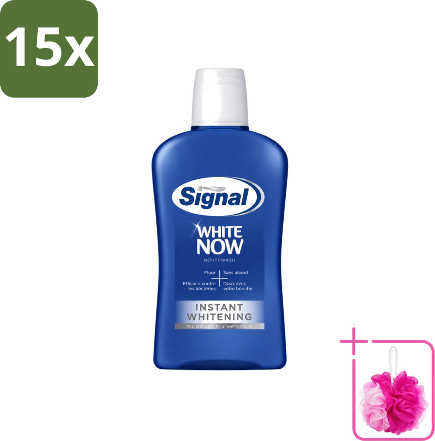 15 x Signal - White Now - Mondwater - 0 % Alcohol - 500 ml - Bulkverpakking - Mondwater - Douchemop - Mondverzorging