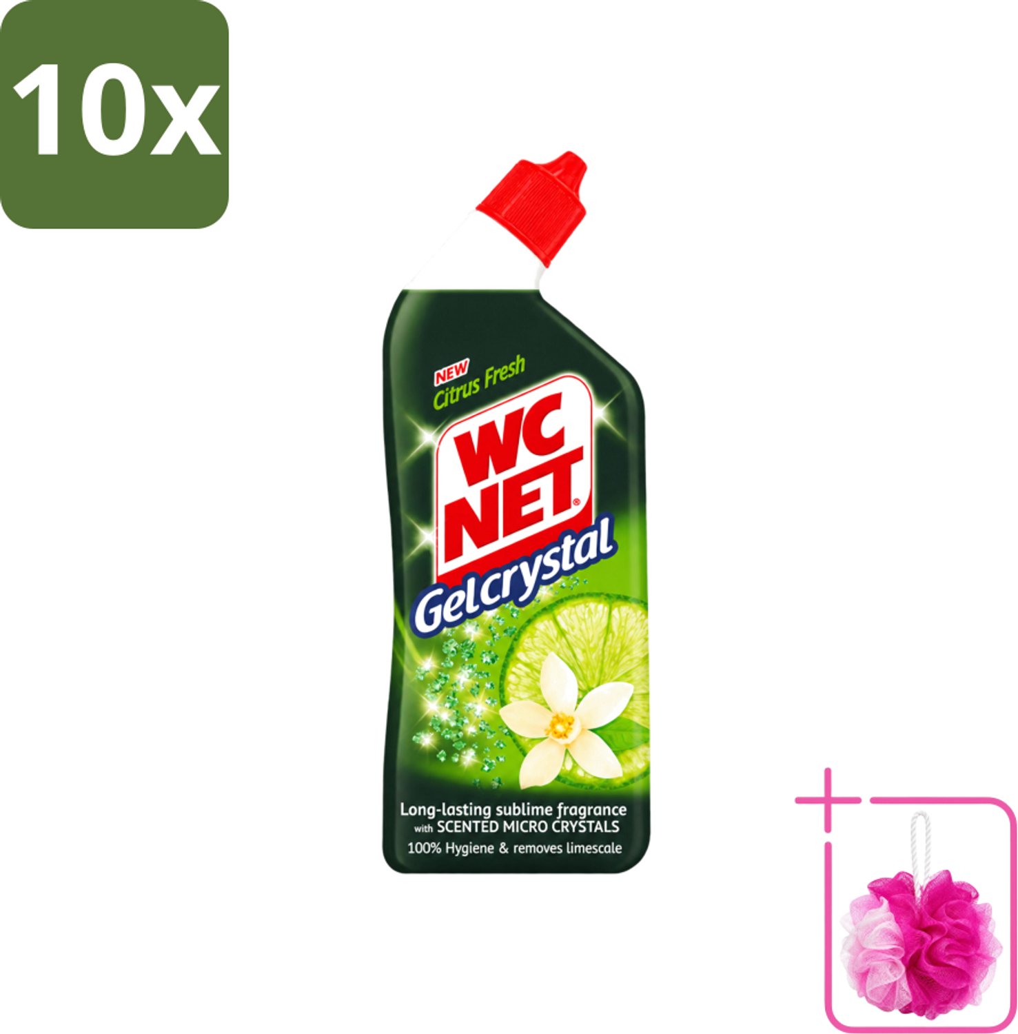 10 x WC Net - Toiletreiniger - Gel - Citrusgeur - Ontkalkt - 750ml - Bulkverpakking - WC net gel - Douchemop - Toilet reiniger