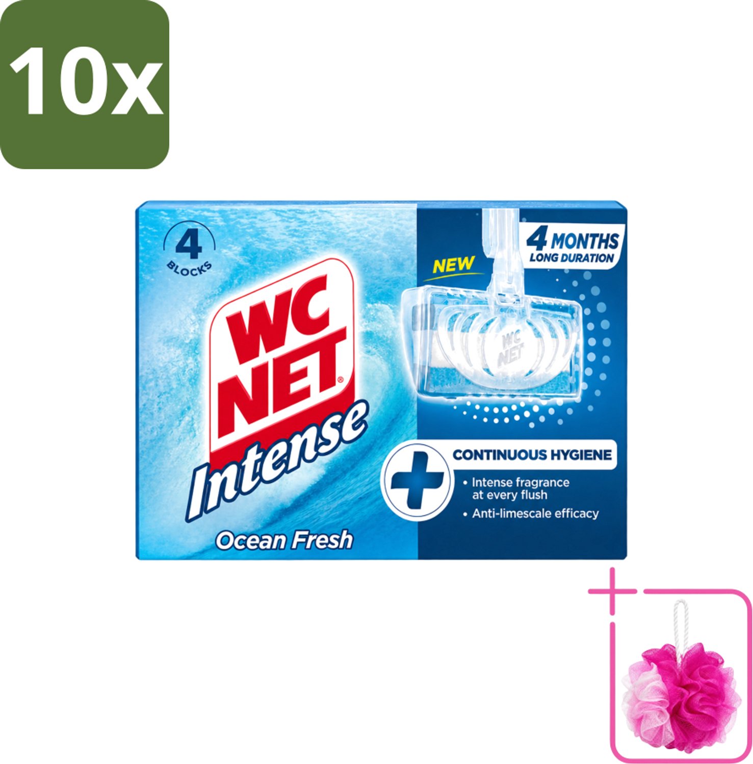 10 x WC Net - Toiletblok - Ocean Fresh - 4 Blokjes - Bulkverpakking - Toiletblok - Douchemop - Zuurstof
