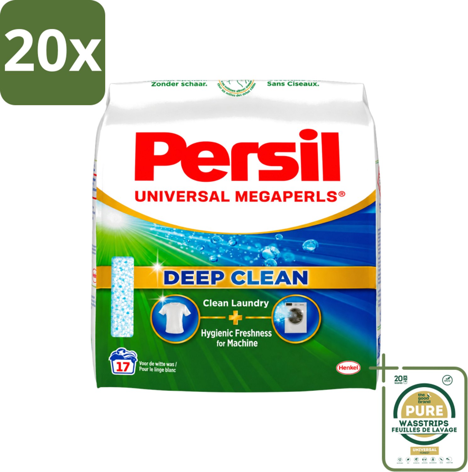 20 x Persil Universal Megaperls - Waspoeder - Witte en Gekleurde Was - 17 Wasbeurten - Wasstrips - Waspoeder - Was - Wasmiddel - Wasbeurten - Vlekverwijdering