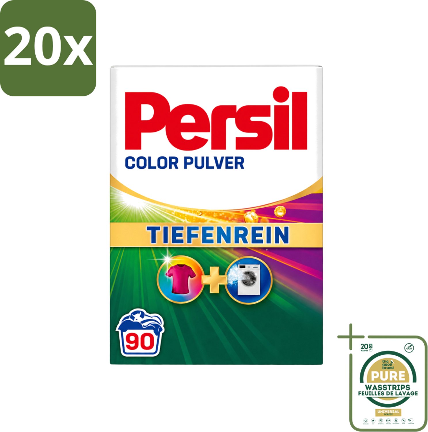 20 x Persil Color - Waspoeder - Gekleurde Was - 90 Wasbeurten - Wasstrips - Waspoeder - Gekleurde Was - Vlekverwijdering - Kleurbehoud - Wasmachine