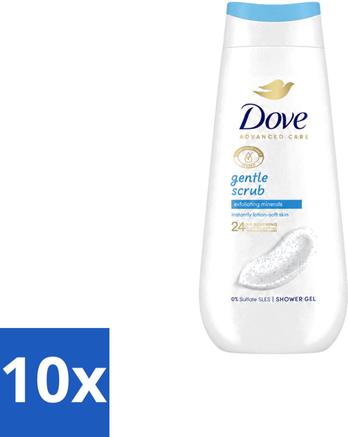10 x Dove – Douchegel – Advanced Care Gentle Scrub – 225 ml - Voordeelverpakking - 10 stuks