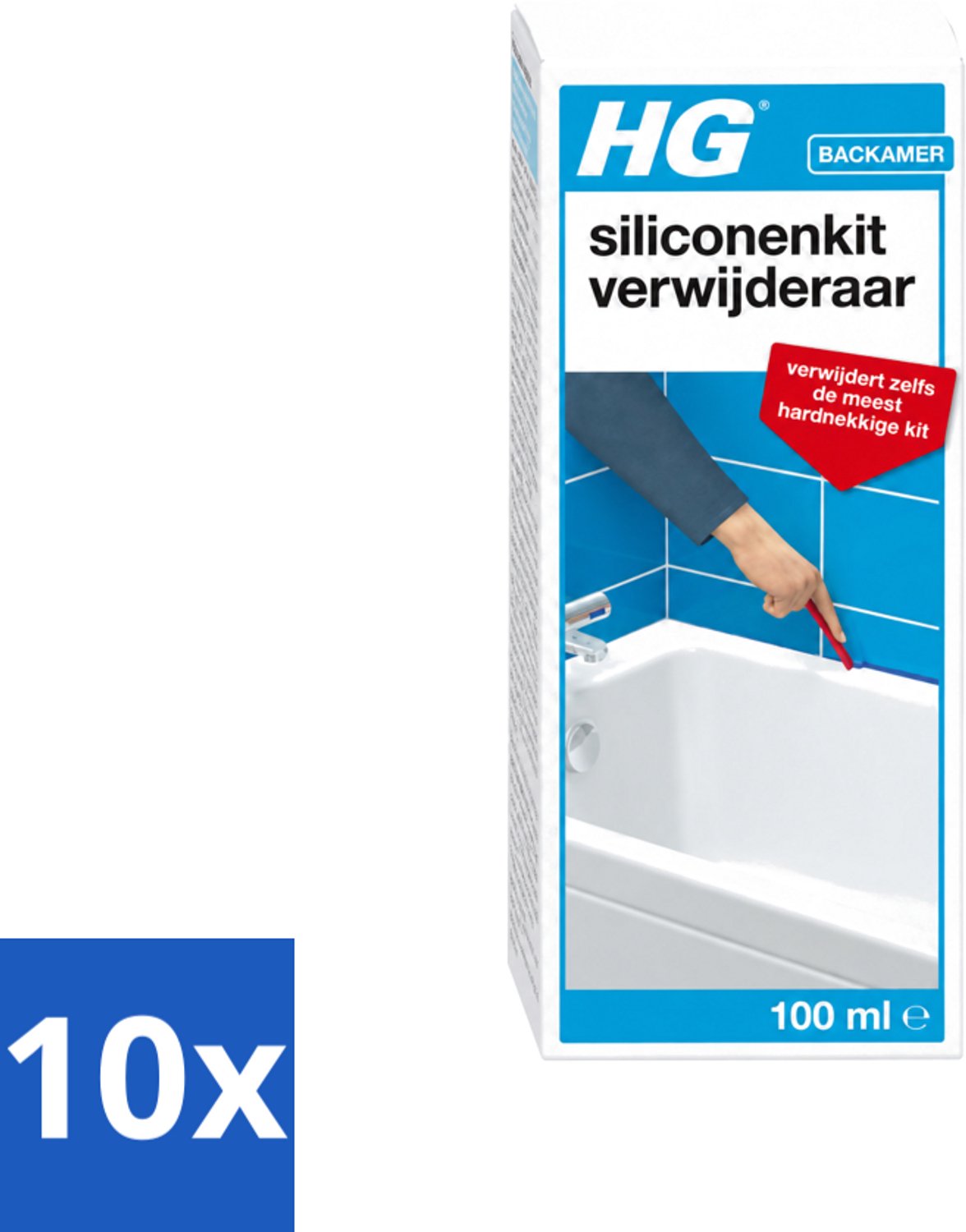 10 x HG - Siliconenkit Verwijderaar - Ook Tegen Hardnekkige Kit - Inclusief Borstel & Spatel - 100 ml - Voordeelverpakking - 10 stuks