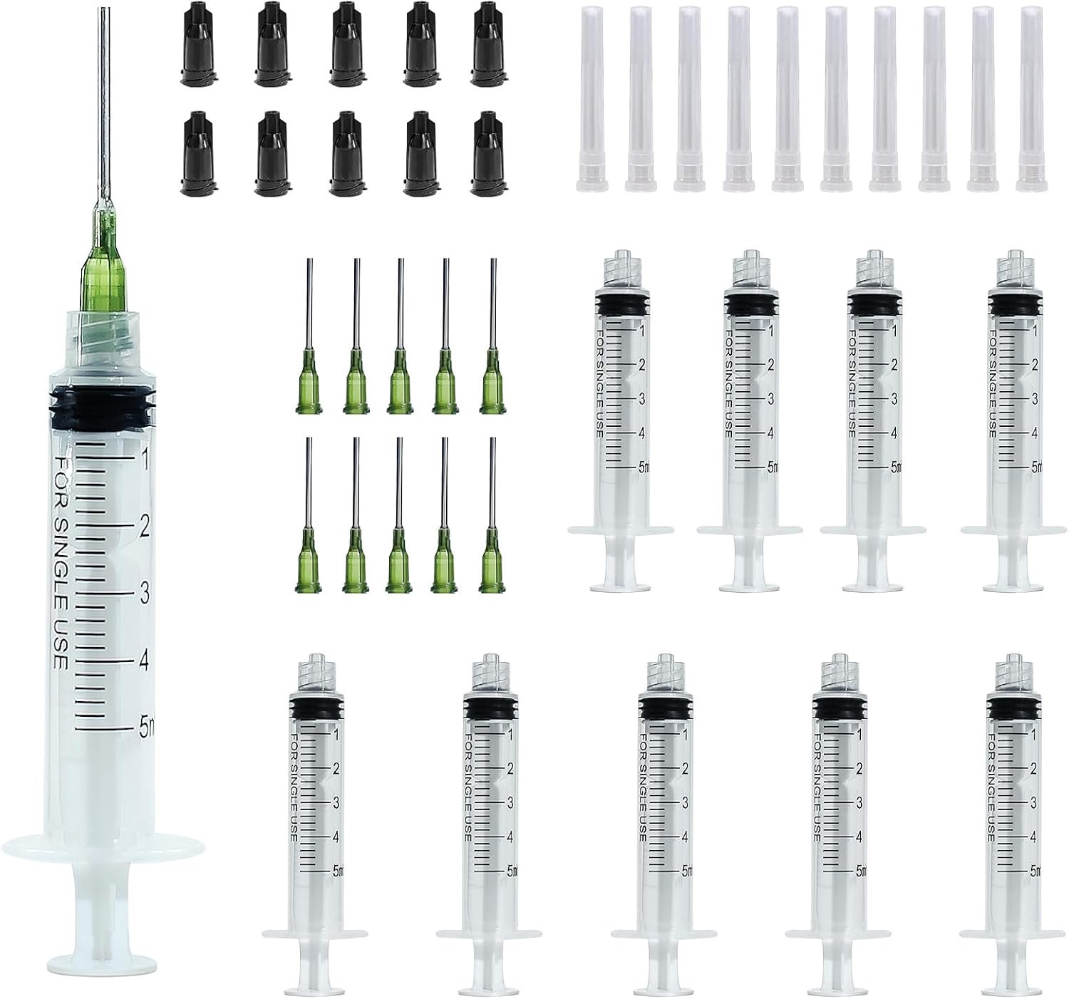 5 ml kunststof spuit met ago en doppen, 10 luer-lock-spuiten, industriële spuiten, inktvulspuit voor olie, wetenschappelijke laboratoria, tuinirrigatie