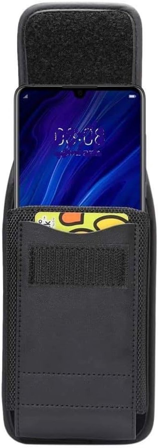 Case Cover with Card Holder in Leather and Nylon Vertical voor Meizu Mblu 10 (2021) - Black — afbeelding 3