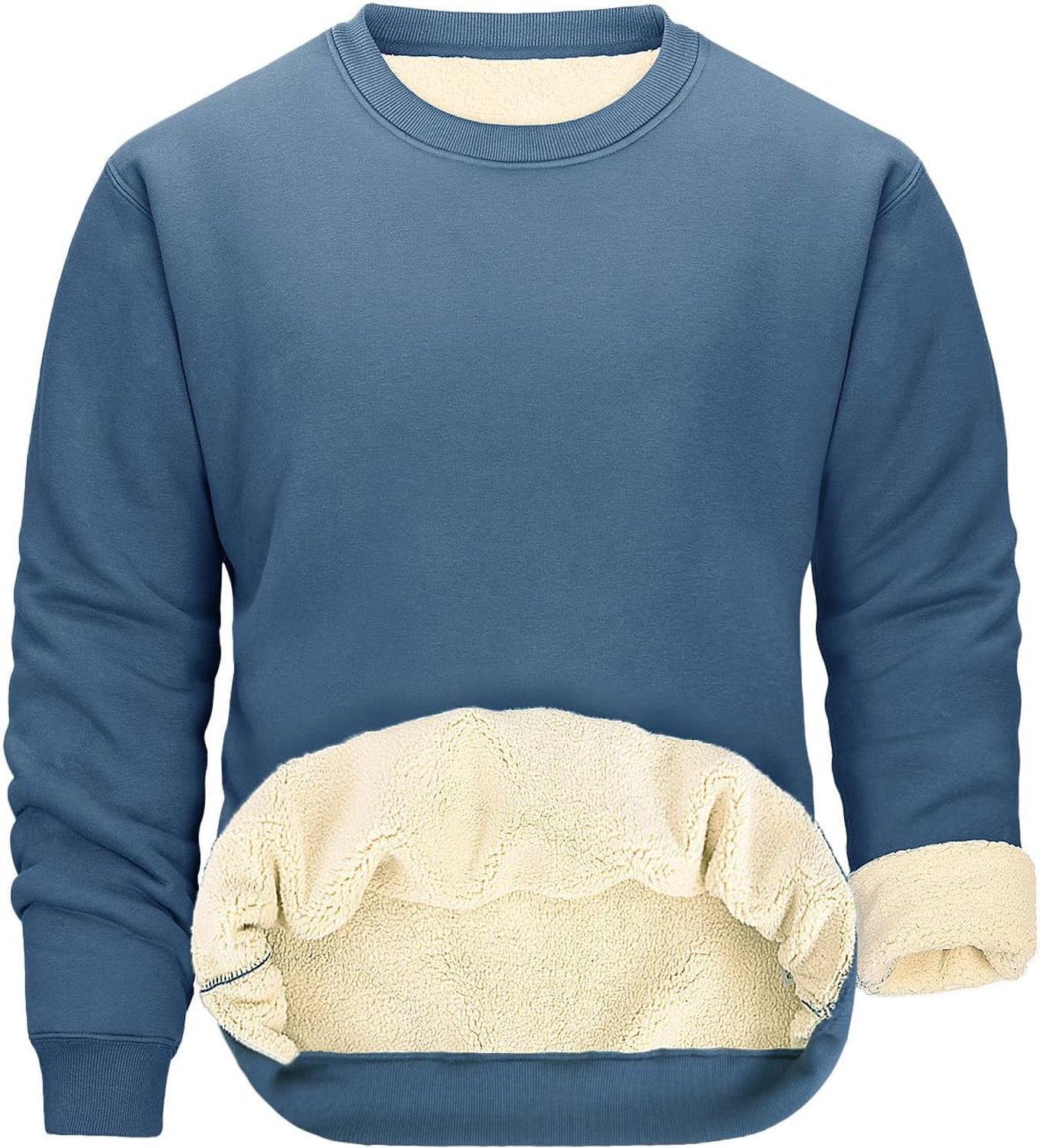 Sweatshirt zonder capuchon, fleece sweatshirt voor heren, klassiek, ronde hals, warm, sweatshirt met lange mouwen, effen, casual, sportief, trui, bovenstuk, wintersweater