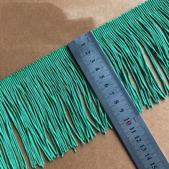10 cm x 5 m franje boord, franjelint decoratielint dansfranjes, snijfranjes, zijden kwast, franjes, linten om te naaien, doe-het-zelf knutselen, kleding, lingerie, kostuums, gordijnen, decoratie, goud — afbeelding 3