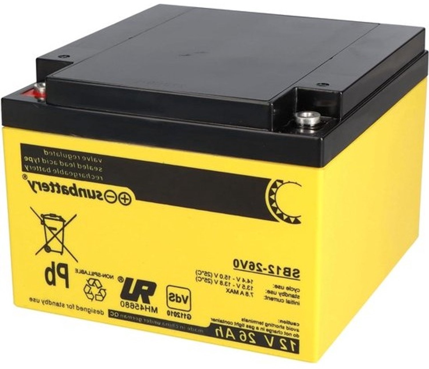 Reserveaccu voor alarmsysteem - Oplaadbare batterij - Beveiligingsstroomvoorziening - Compatibiliteit - 12V 26Ah - Zwart