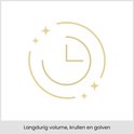 Icoon van een klok met sterren voor langdurig volume en krullen.