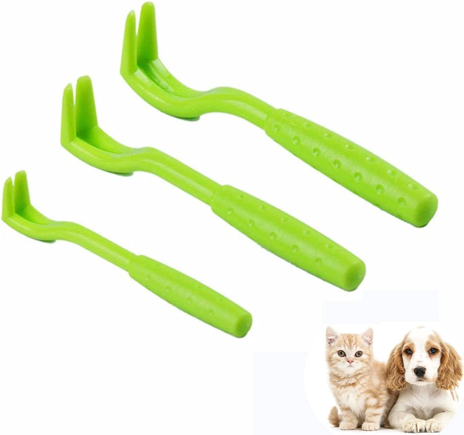 Tekenpincet, 3 maten tekenverwijderaar, groene tekentang voor honden en katten, set tekenhaak, tekenverwijderaar voor hond, kat, paard