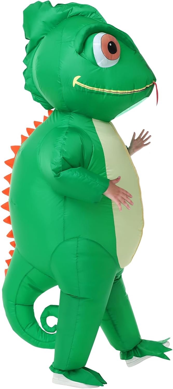 Kameleonkostuum voor volwassenen, Halloween hagedis opblaaskostuum, grappig feest, cosplay, volledig lichaamspak