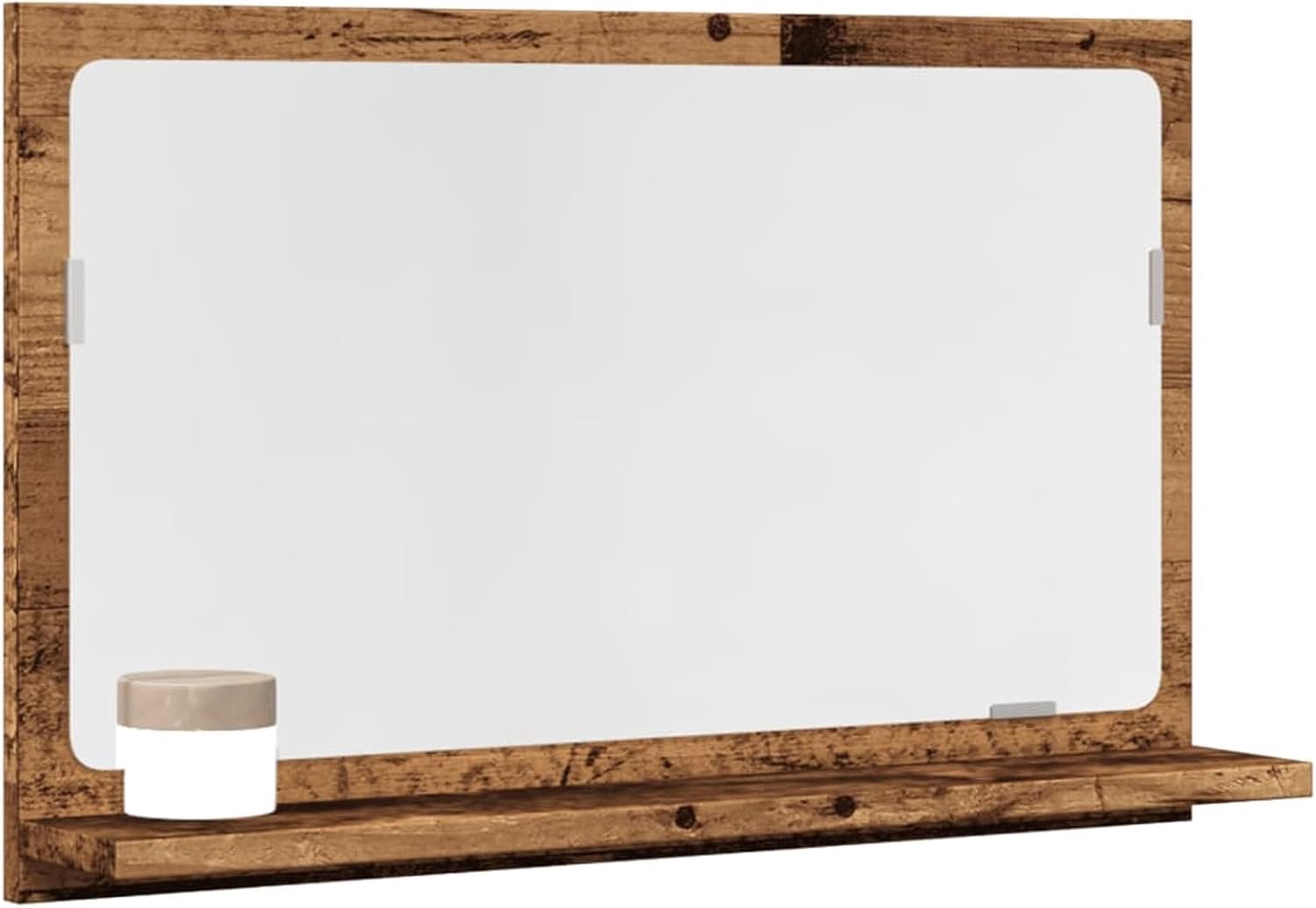 Badkamerspiegel met legplank houtmateriaal 60 cm breed oud hout afwerking voor moderne badkamer