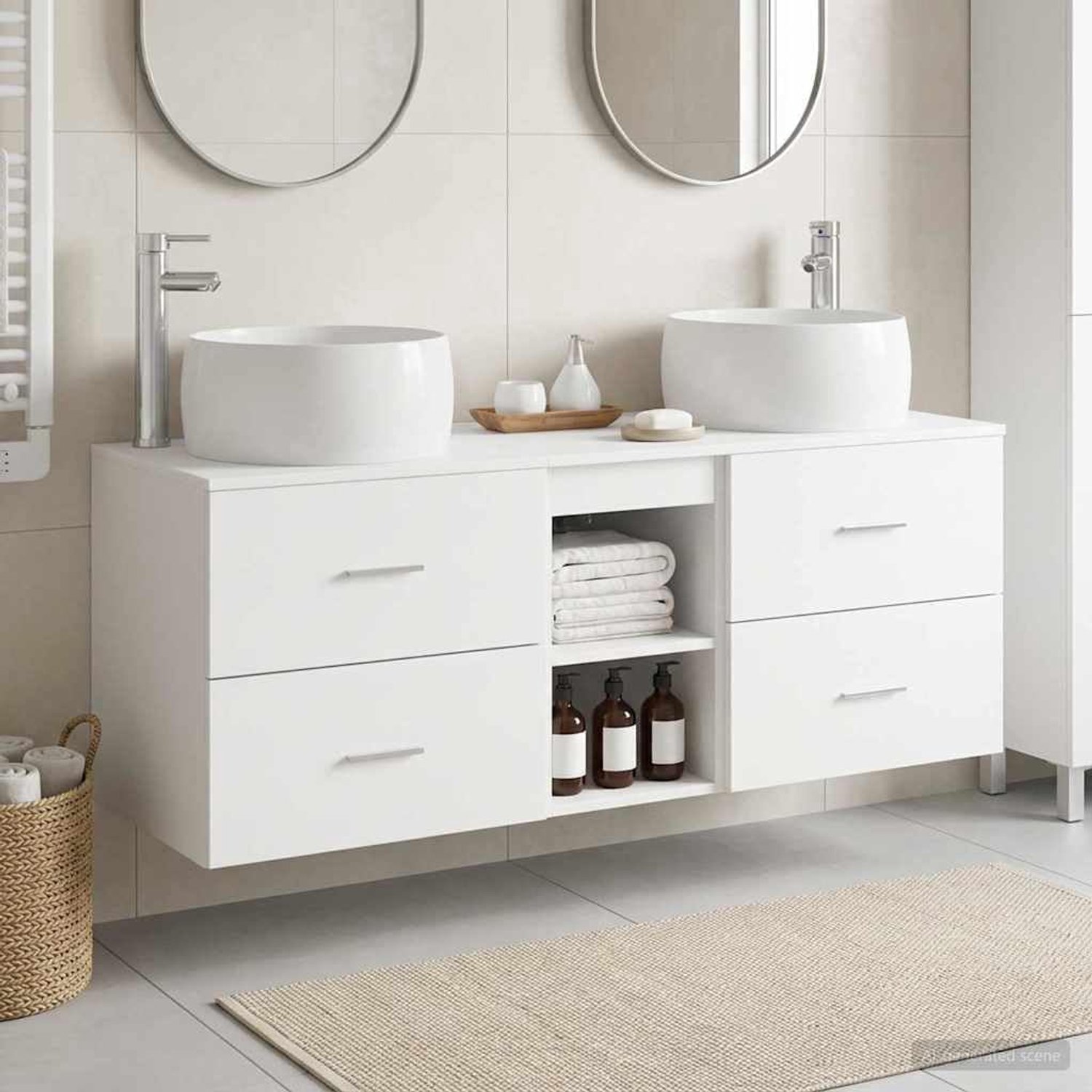 Badkamerkastset 3 stuks wit 49,5 x 44,5 x 66 cm wandmontage