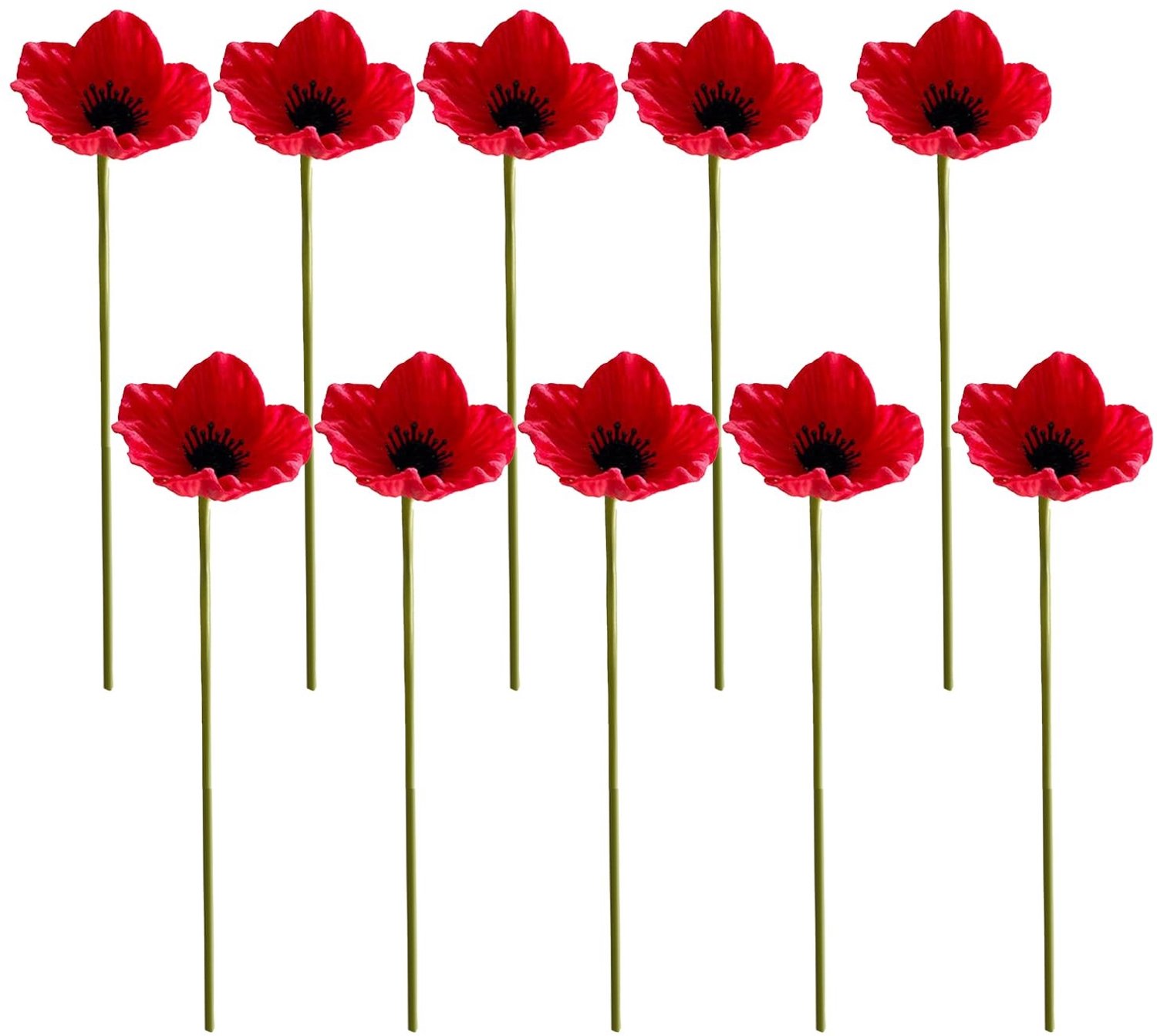 10 Stuks Nep Rode Klaprozen voor Decoratie