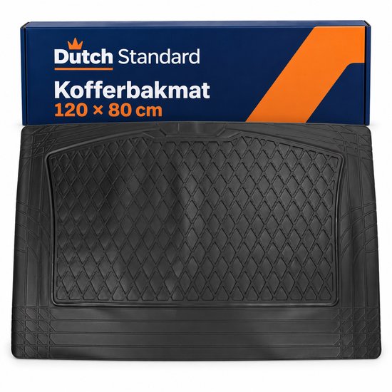 Tapis de coffre noir présenté devant l'emballage Dutch Standard.