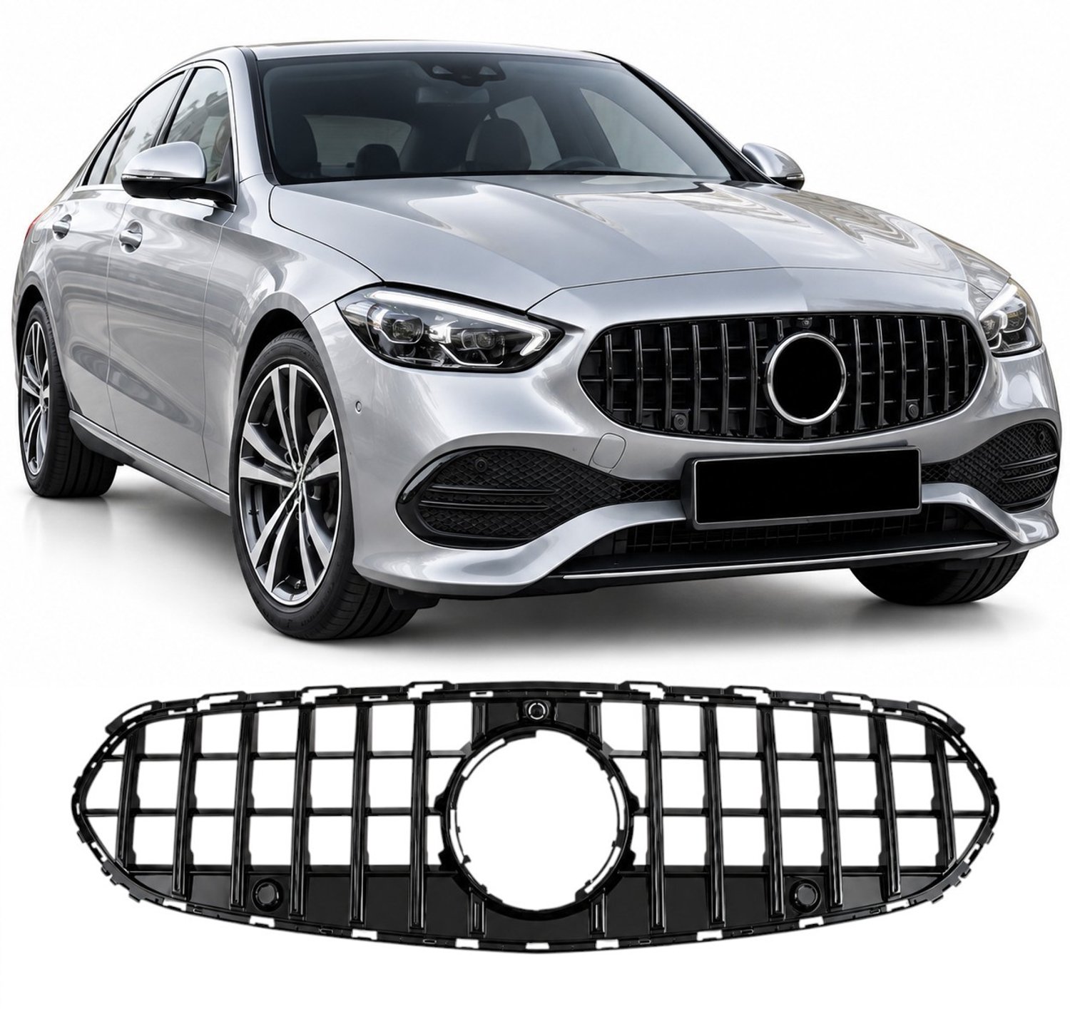 Panamericana Grill Geschikt voor Mercedes C-Klasse W206/S206 2021-2026 Avantgarde – Hoogglans Zwart