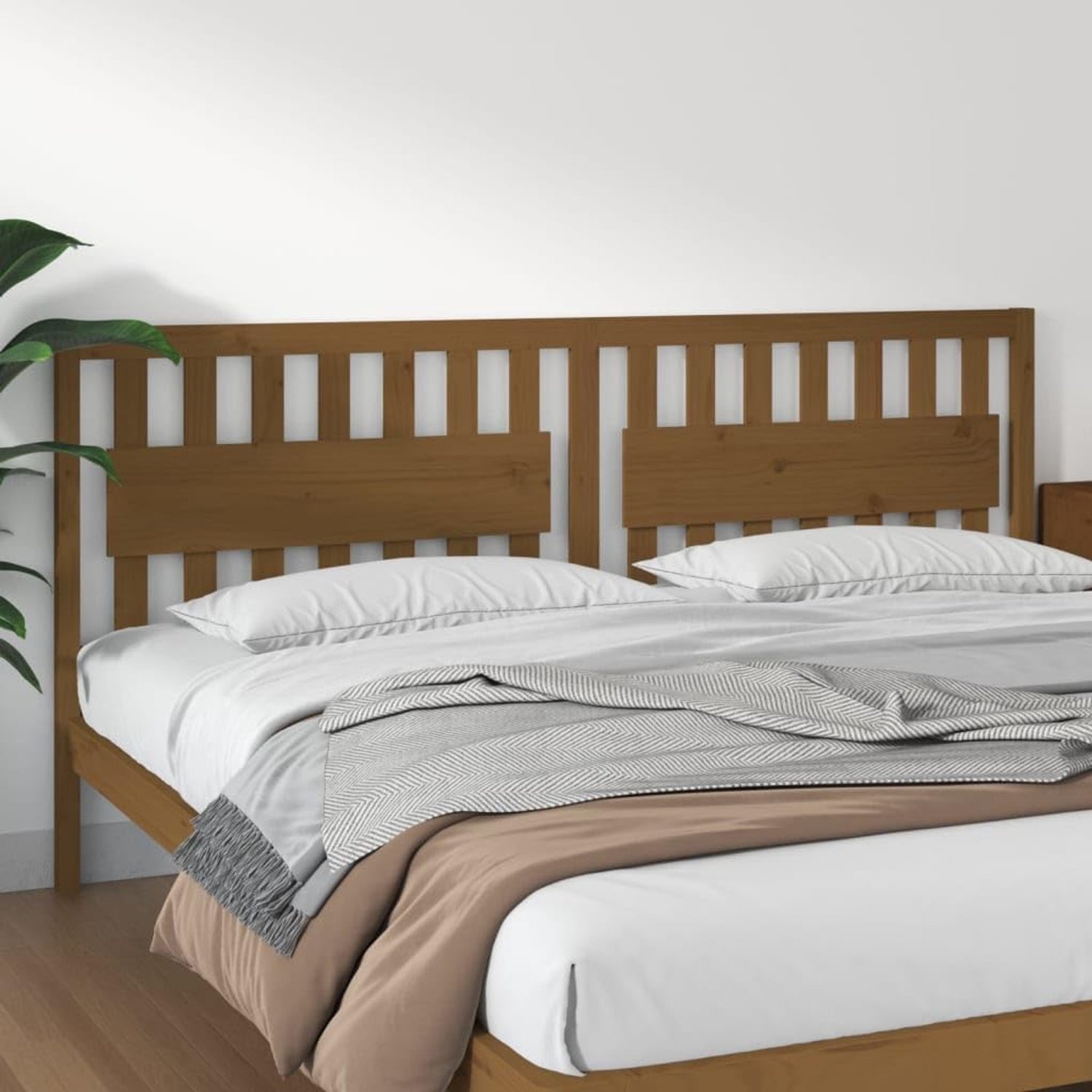 Hoofdeinde, honingbruin, 205,5 x 4 x 100 cm, massief grenen, hoofdeinde voor slaapkamer, hotel, hoofdeinde, werkkamer, voor slaapkamer, tweede slaapkamer, hotel